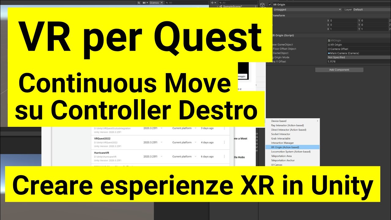VR per Oculus Quest con Unity – Continuous Move su controller destro